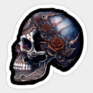 Stunning Sugar Skull Art for Día de los Muertos Celebrations Sticker